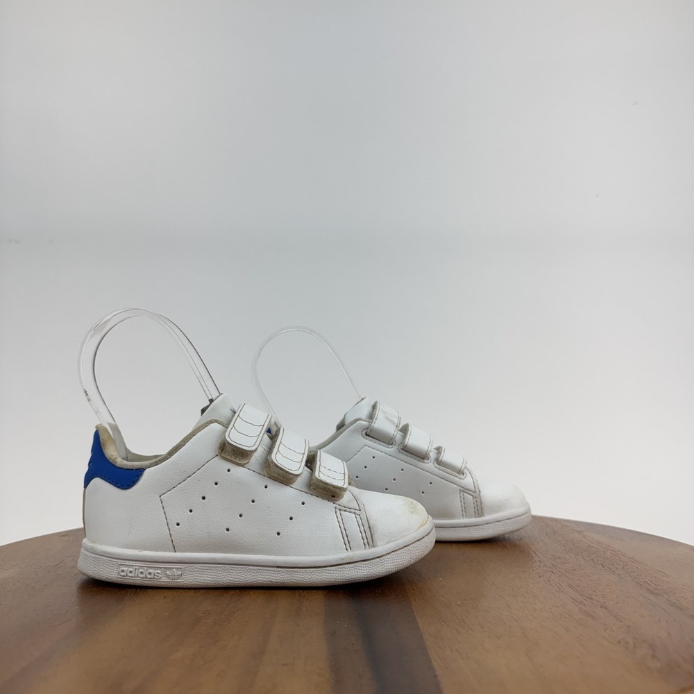 Little Kids Adidas Stan Smith I‎ White Blue Bird Leather Sneakers Size 10 C GUC